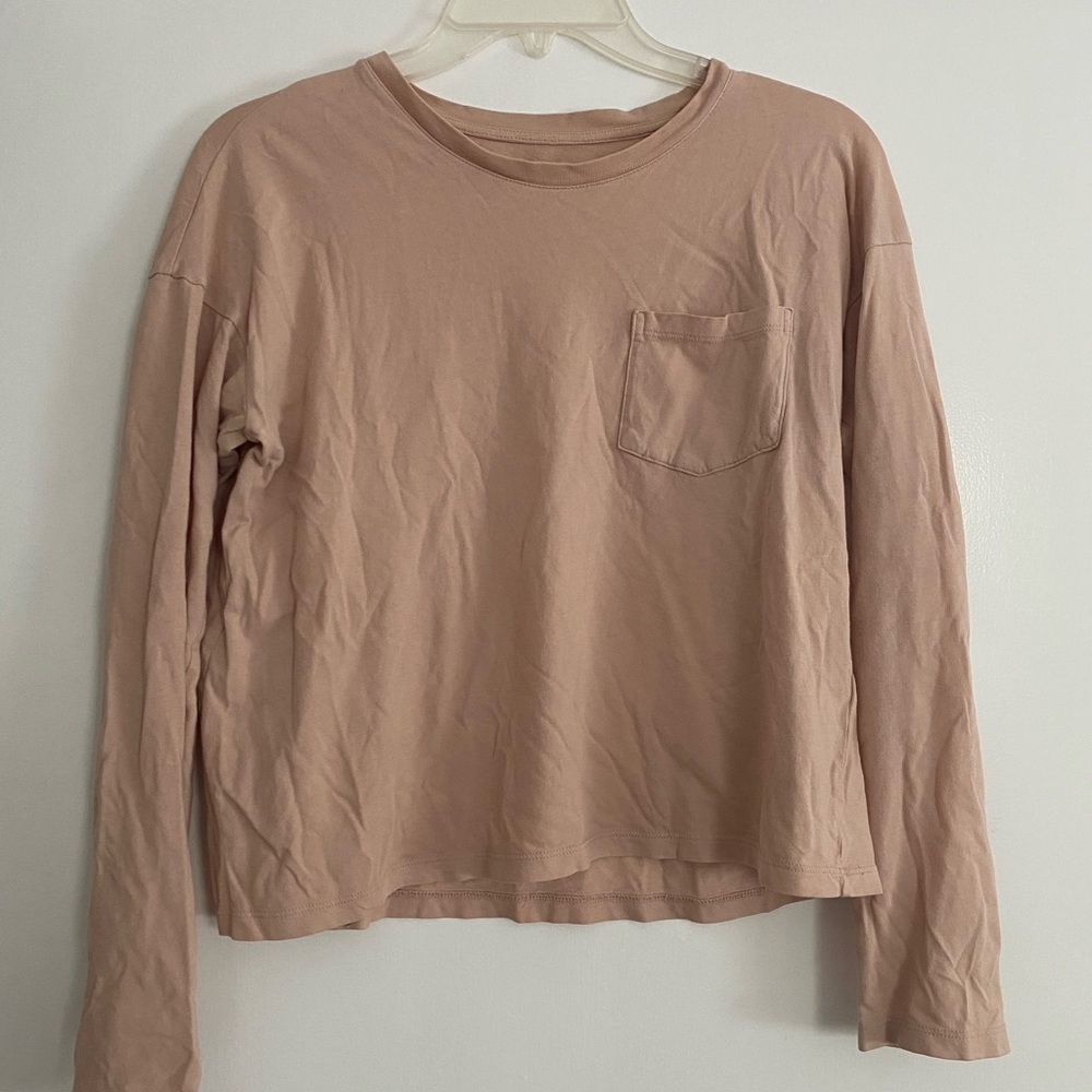 Everlane Cropped Long Sleeve Pocket Tee